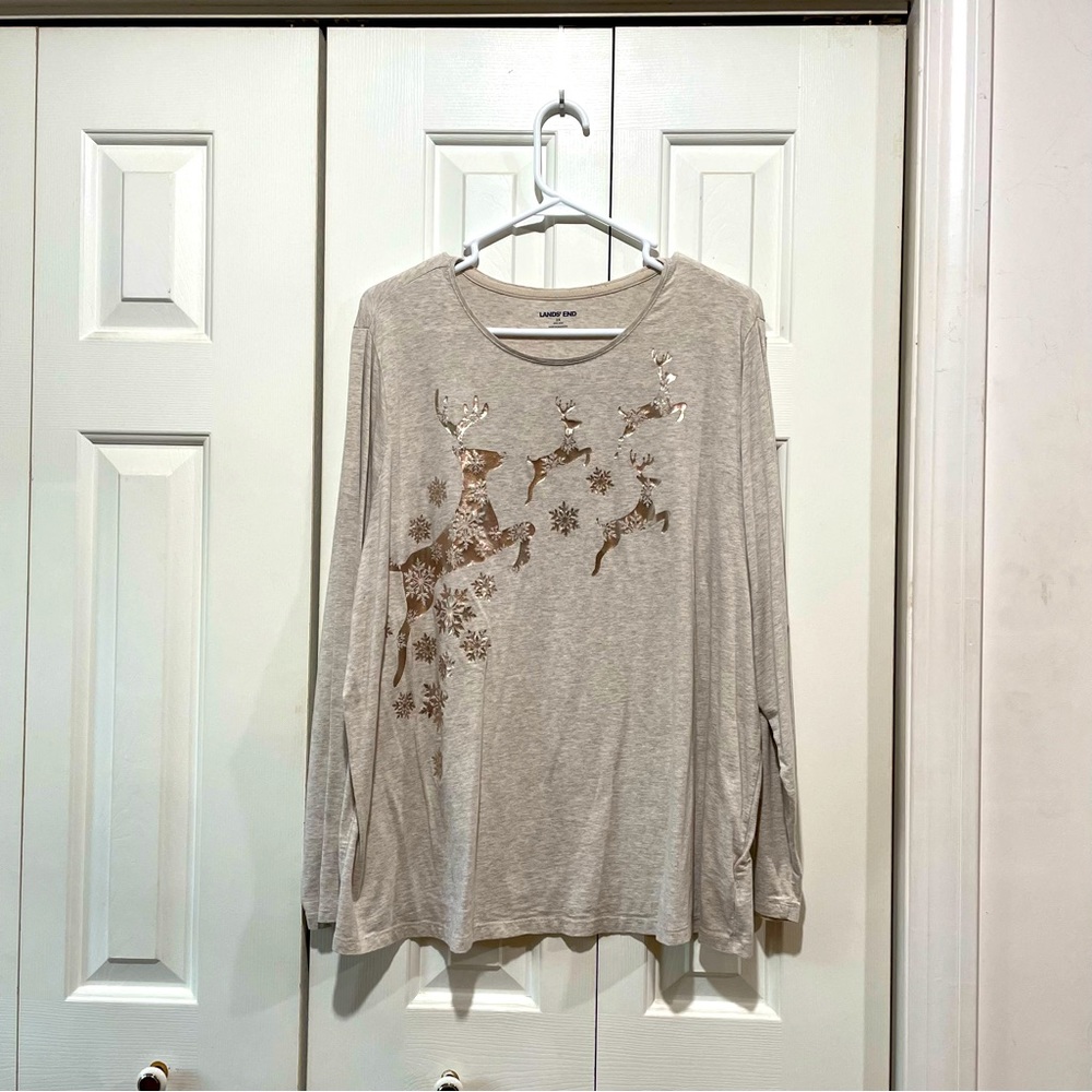 Lands’ End Reindeer Long-Sleeved Shirt